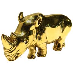 Majestic Diamond Gold Rhinoceros Brooch