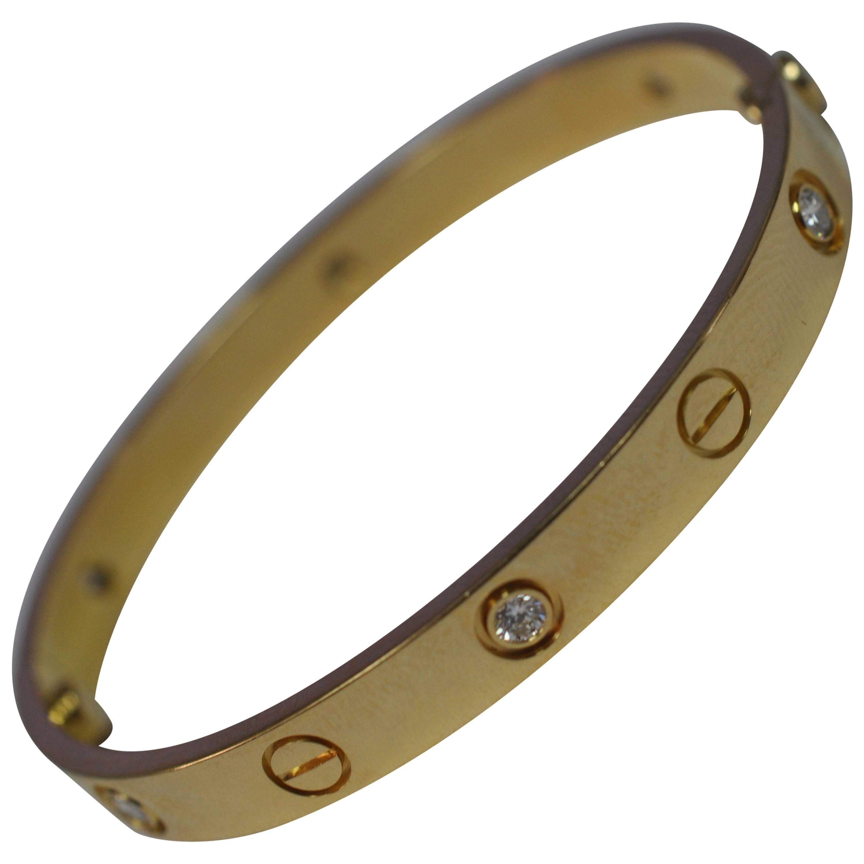 Cartier 6 Diamonds Gold Love Bracelet 