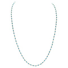 Collana con perline di turchese naturale da 1 carato in oro giallo 14K