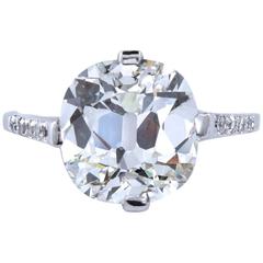 Art Deco Old Cushion Cut 5.01 Carat Diamond Engagement Ring GIA Cert 1