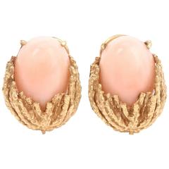 Angel Skin Coral Gold Clip-Back Earrings