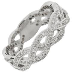 Diamond Braided Gold Band Ring