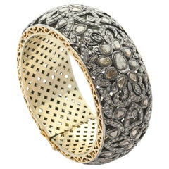 Bracelet de style victorien orné de diamants naturels en or et argent