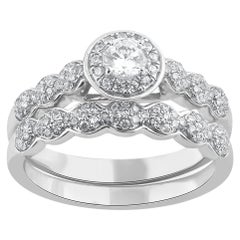 TJD 0,66 Karat Rundschliff Diamant 14KT Weißgold Vintage-Stil Braut Ring gesetzt