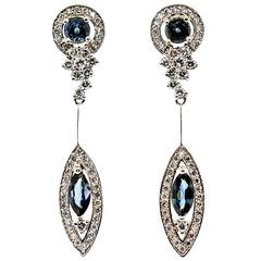 Stunning Estate Contemporary Sapphire Diamond and White Gold Pendant Drop Earrin 12