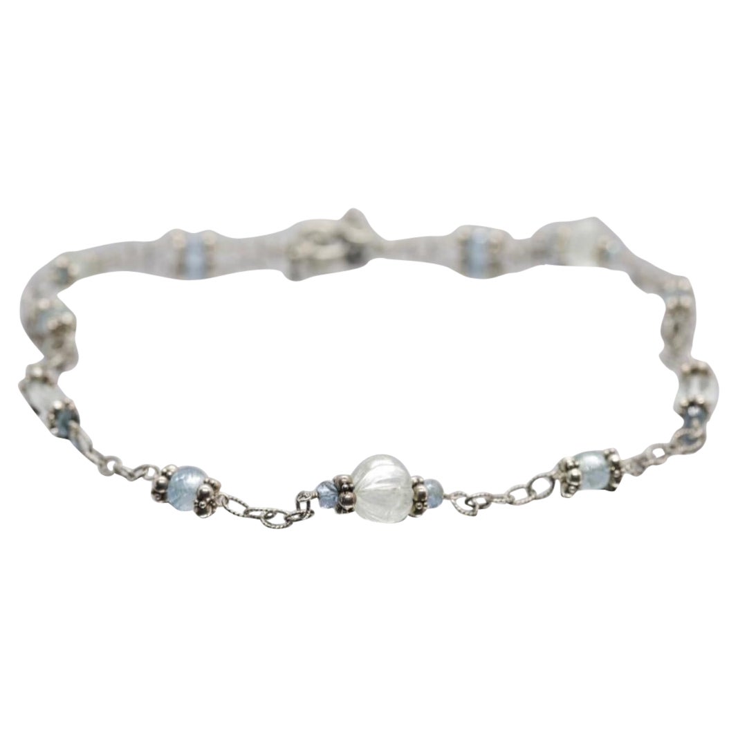 Laura Gibson Collana Gibson & Gibson in argento sterling con acquamarina penzolante Candy multi-gem