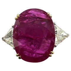 Certified 18K White Gold 12 Carat Ruby and Diamond Cocktail Ring