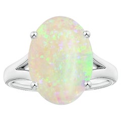 GIA-zertifizierter Zackenförmiger natürlicher Solitär 5,66 Karat Opalring aus 18 Karat Weißgold