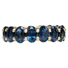 $1 NO RESERVE! 8.96 Carat Sapphire Eternity Band - 14K Yellow Gold Ring