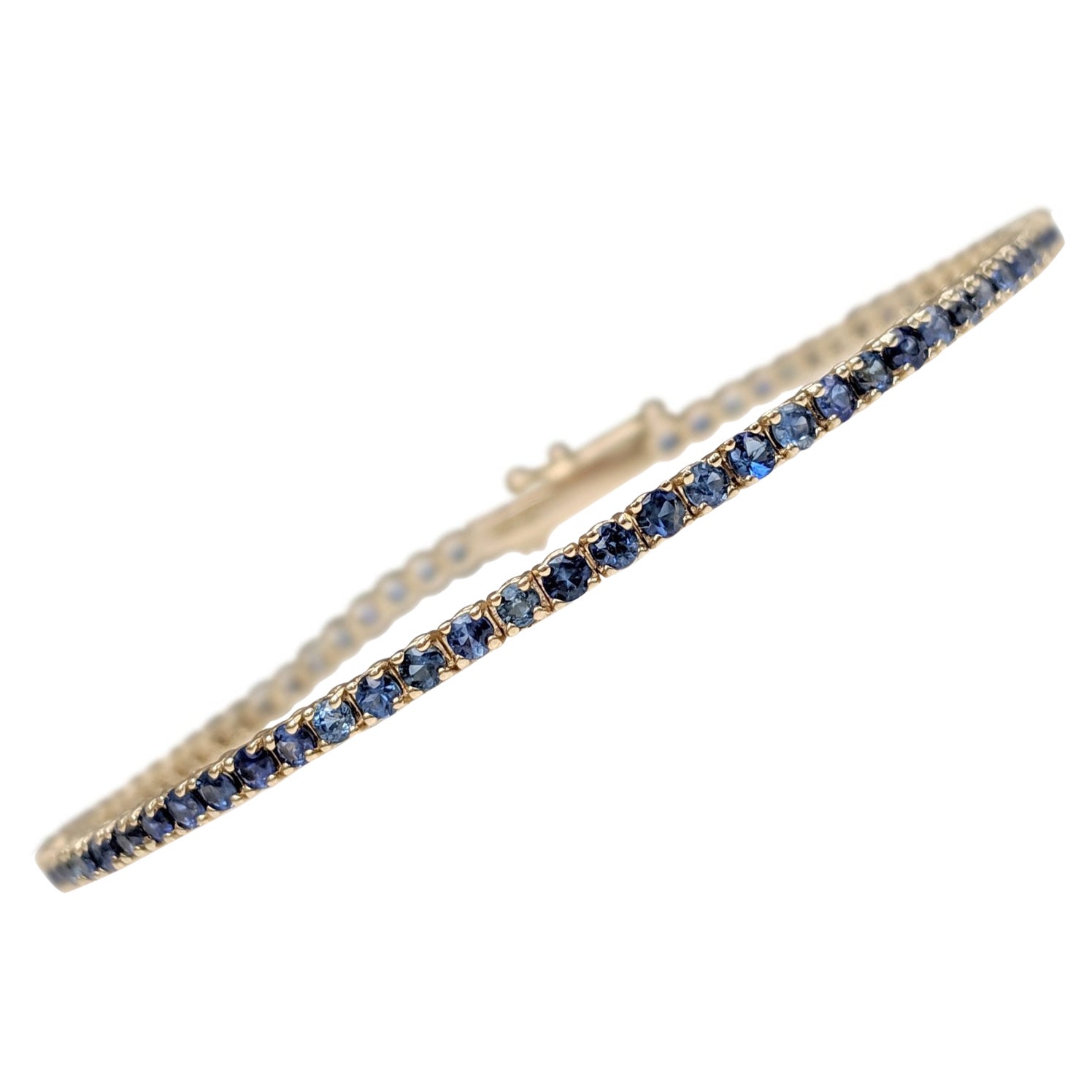 NESSUNA RISERVA! 2,13 Carati Zaffiro Tennis Riviera - 14 kt. Oro giallo - Bracciale