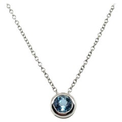 Colgante y cadena de aguamarina Single Stone de 0,50 quilates y oro blanco de 18 quilates