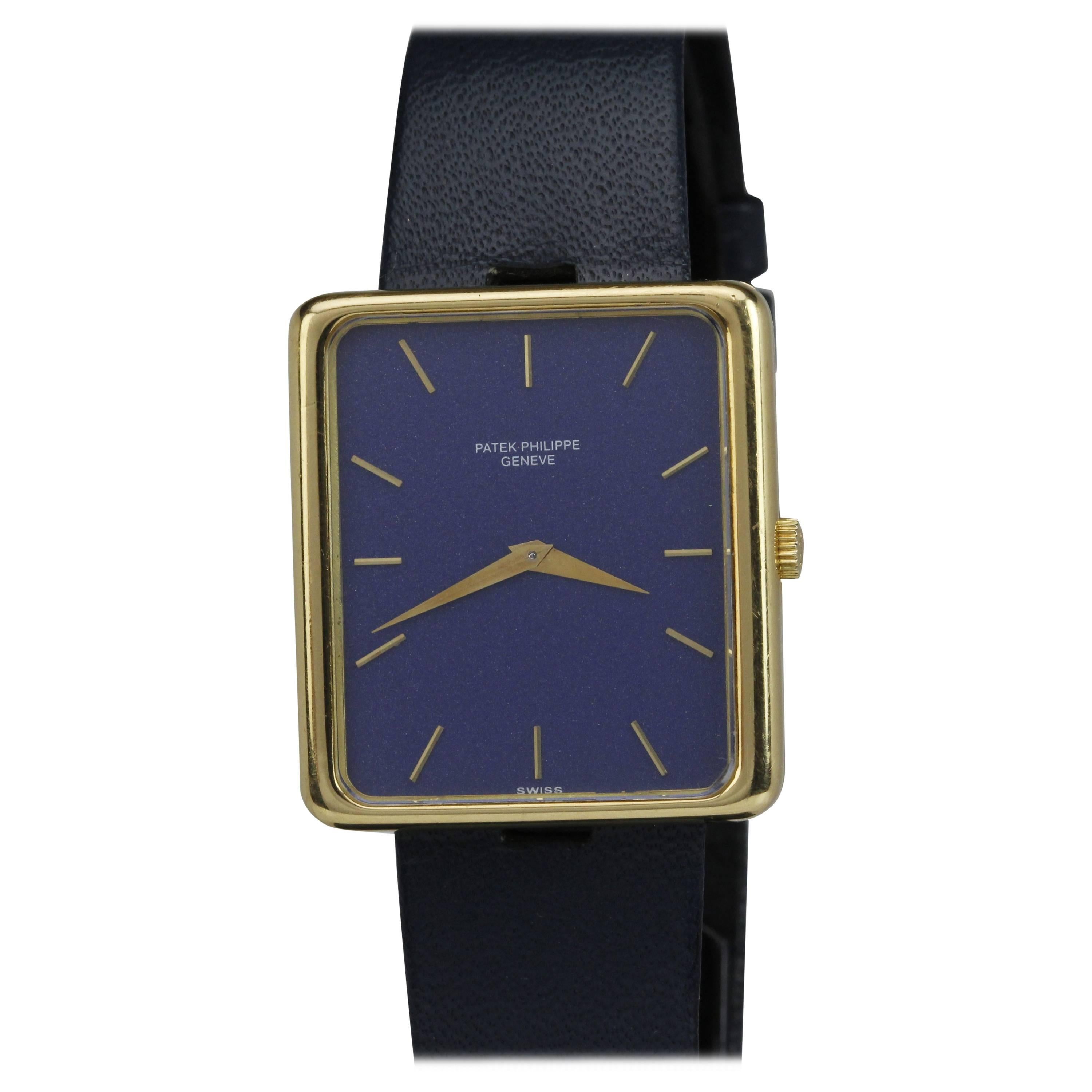Patek Philippe Yellow Gold Blue Lego Block Manual Wristwatch Ref 3599