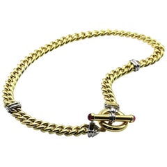 Signoretti Curb Link Gold Necklace with Tourmaline Accents