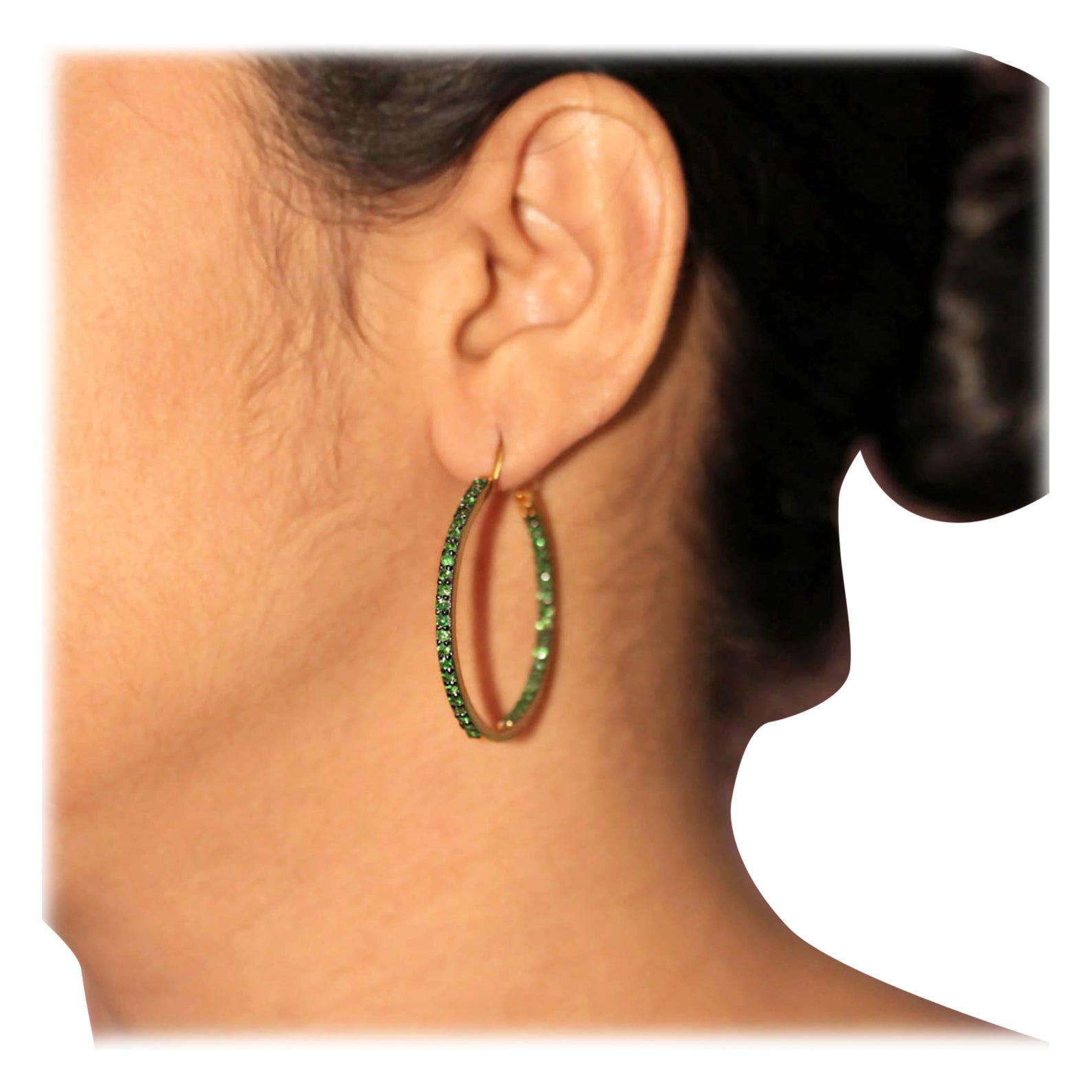 Gemstone Earring 925 Sterling Silver Tsavorite Earrings Anniversary Gift Present For Sale