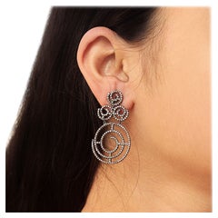 Pendientes Colgantes y de Gota de Diamante Natural Plata de Ley 925 Regalo para Ella