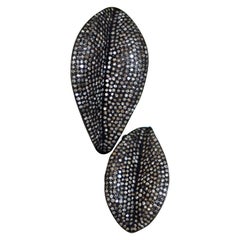 Anillo en forma de hoja de plata de ley 925 con diamantes pavé naturales Joyería