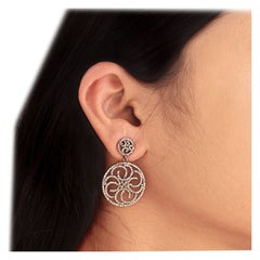 Sorprendentes Pendientes de Diamantes Naturales de Plata de Ley 925  Gota Nupcial y Colgante.