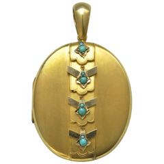 Late Victorian Turquoise and Gold Locket