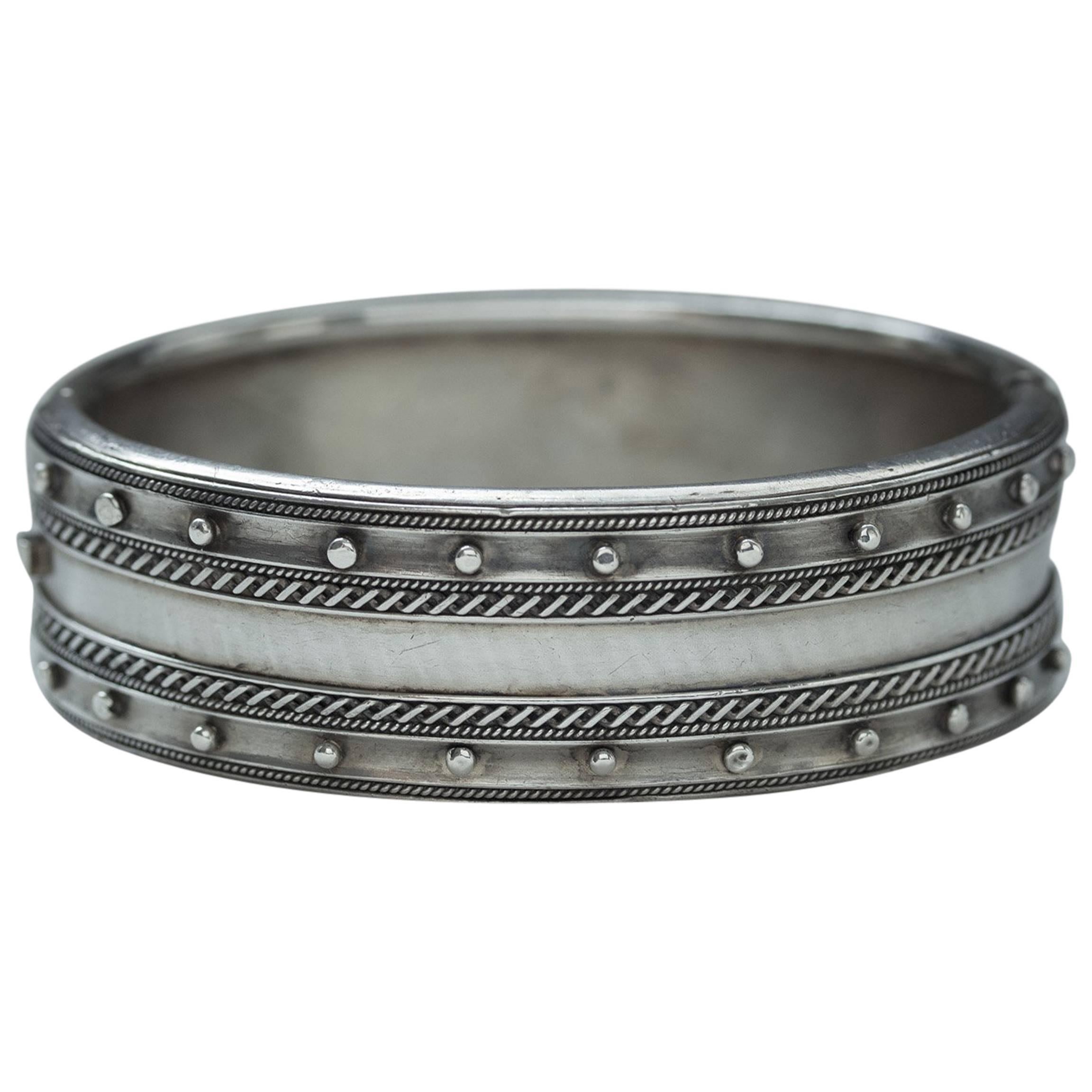 Victorian Sterling Silver Bangle For Sale
