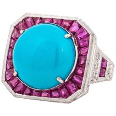18 Karat Turquoise Ruby Ring 12