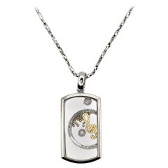 Happy Diamonds Musical Note Necklace Pendant in 18K White & Yellow Gold