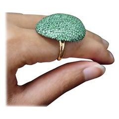 Tsavorite Cocktail Ring 925 Sterling Silver Gemstone Dome Ring Unique Gift.