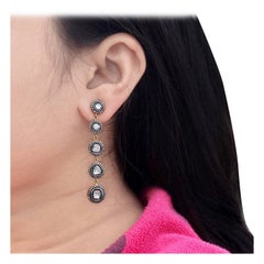 Minimalistischer natürlicher Diamant-Polki-Ohrring 925 Sterlingsilber-Schmuck-Geschenk 1 Paar