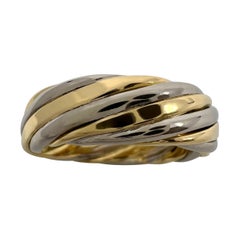 Vintage Van Cleef & Arpels 18k White And Yellow Gold Twist Swirl Band Ring 6mm