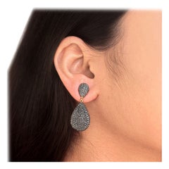 Boucles d'oreilles pendantes en argent 925 avec diamants naturels pour femmes.