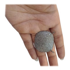 35x32mm Pave Diamond Necklace Connector 925 Sterling Silver Square Shape Charm.