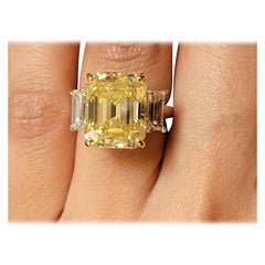 Bague diamant Issac Nussbaum 10,14 carats Fancy Intense Yellow Emerald