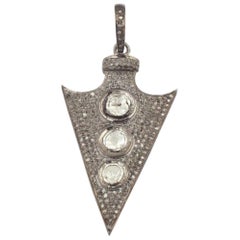 Polki Diamond Arrowhead Pendant 925 Sterling Silver Diamond Rose Cut Jewellery.
