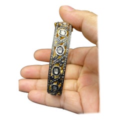 Vintage Design Rose Cut Polki Diamond Bangle 925 Sterling Silver Beautiful Gift