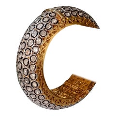 Armreif 925 aus Sterlingsilber mit Diamanten im Rosenschliff und Polki-Diamanten im Rosenschliff.