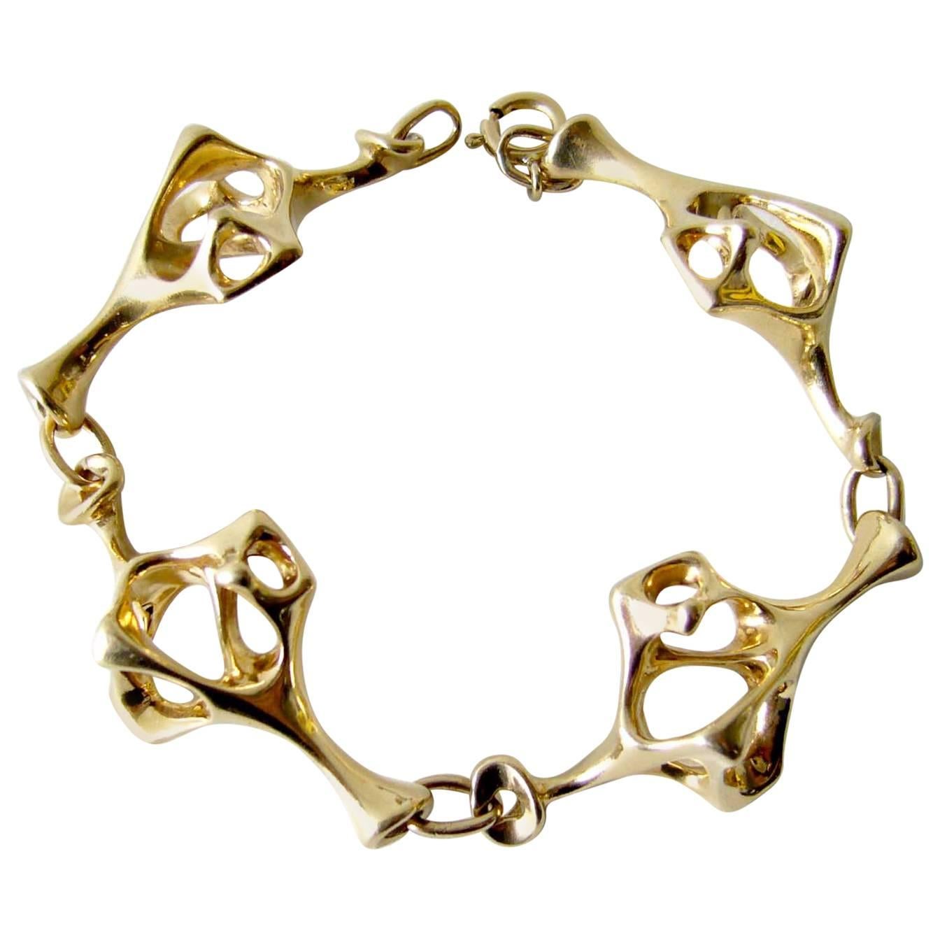 Everett Macdonald Gold Abstract Skeletal Spine Link Bracelet For Sale