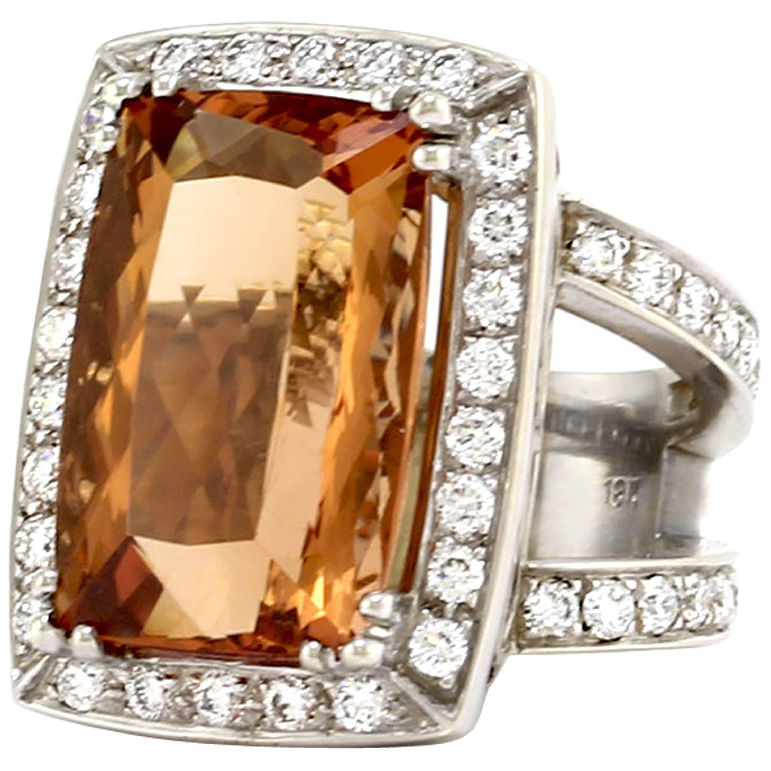 Precious Topaz  Pave Diamond Gold Ring For Sale