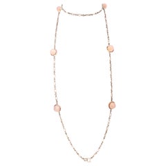 Belle Époque Silver Long Guard Chain Rose Quarz Cabochon Facetted Crystal Glass