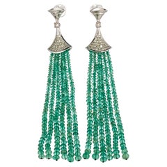 39.57 Carat Emerald Beads Dangle Earring