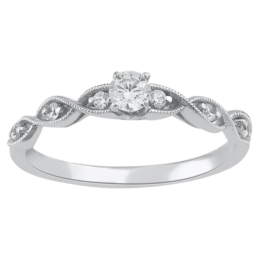 TJD 0,25 Karat Brillantschliff Diamant 14KT Weißgold Solitär Verlobungsring