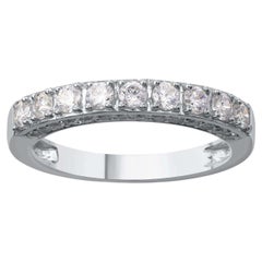 Alliance empilable en or blanc 14 carats avec diamants brillants de 1,0 carat TJD
