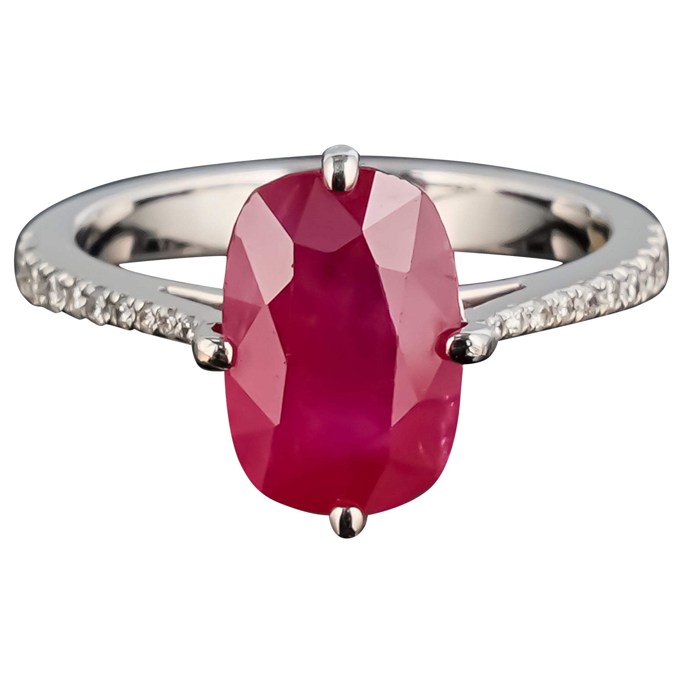 Certified 4.06 Carat Burma Ruby and Diamond Engagement Ring For Sale