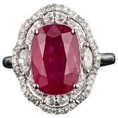 Certified 5.40 Carat Burma Ruby and Diamond Cocktail Ring