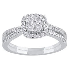TJD 0.50 Carat Natural Diamond 14 Karat White Gold Split Shank Engagement Ring