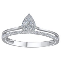 TJD 0,20 Karat runder Diamant 14KT Gold birnenförmiger Verlobungsring mit geteiltem Schaft