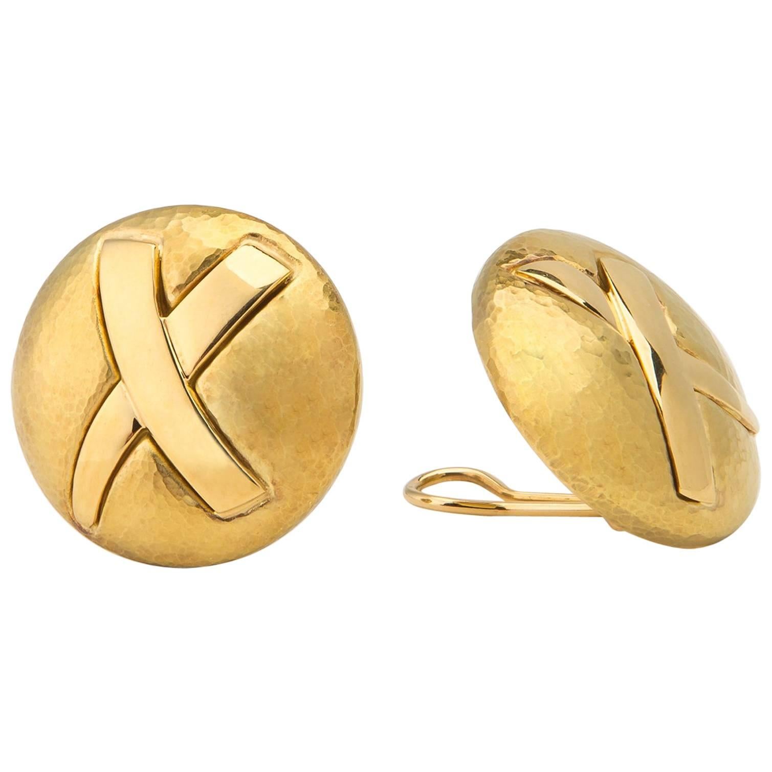 Tiffany & Co. Paloma Picasso Gold Disc X Earrings