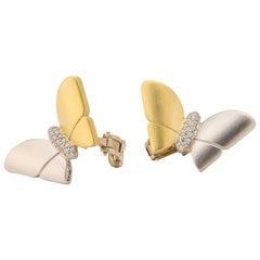 Kieselstein-Cord Diamond Gold Platinum Butterfly Earrings