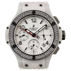 Hublot White Ceramic Case Diamond Bezel Big Bang Aspen Wristwatch