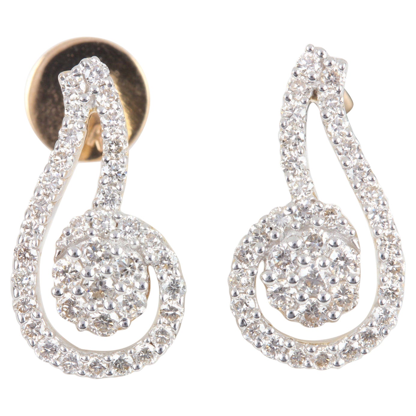 Dazzling Natural Diamond 14k Yellow Gold Wedding Earrings Stud Earrings 1 Pair.