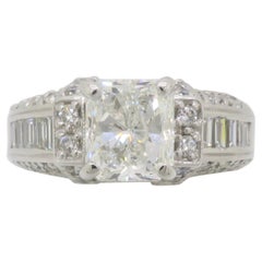 2.25CTW Radiant Cut Diamond Encrusted Engagement Ring