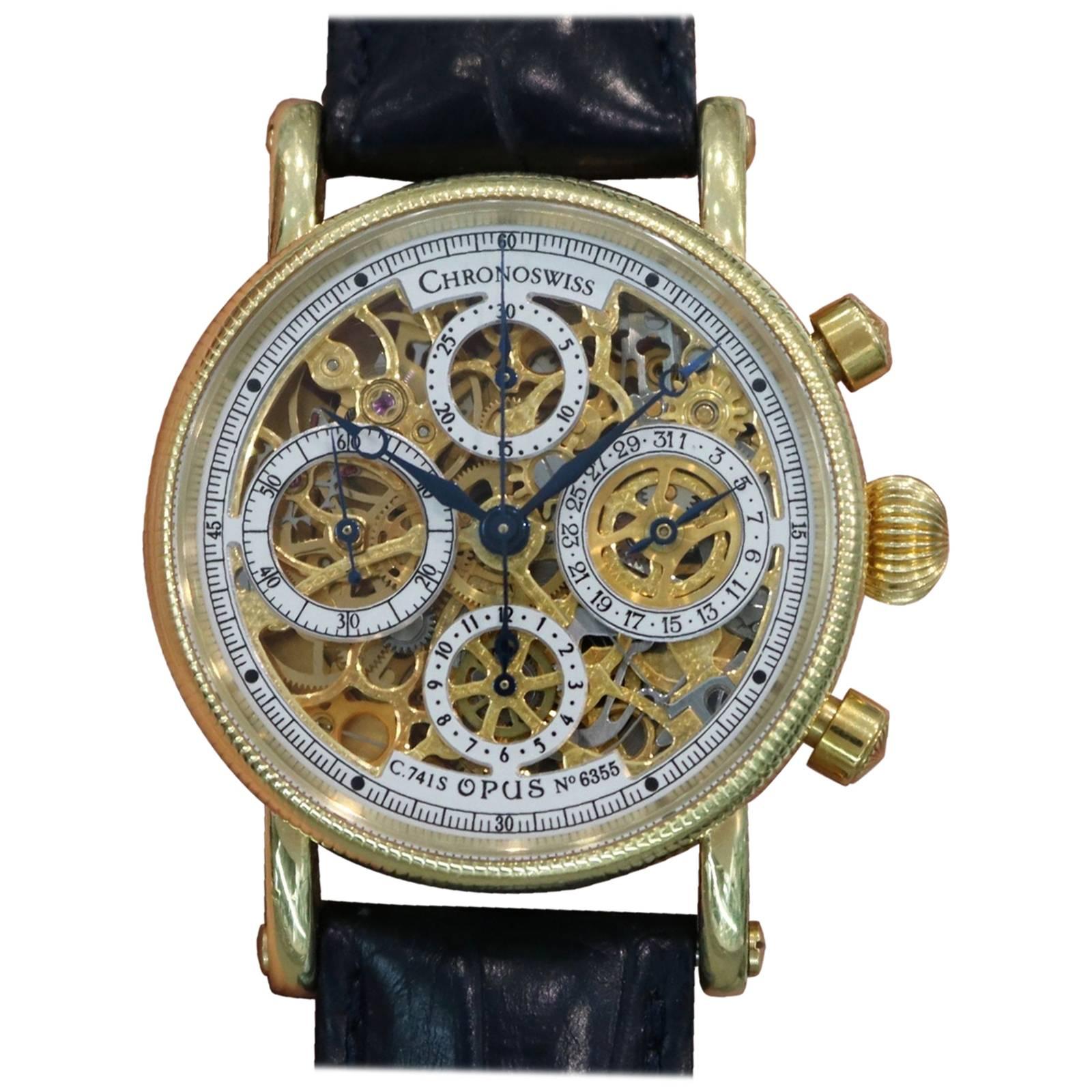 Chronoswiss Yellow Gold Opus Skeleton Chronograph Automatic Wristwatch